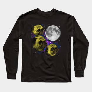 Three Pug Moon Long Sleeve T-Shirt